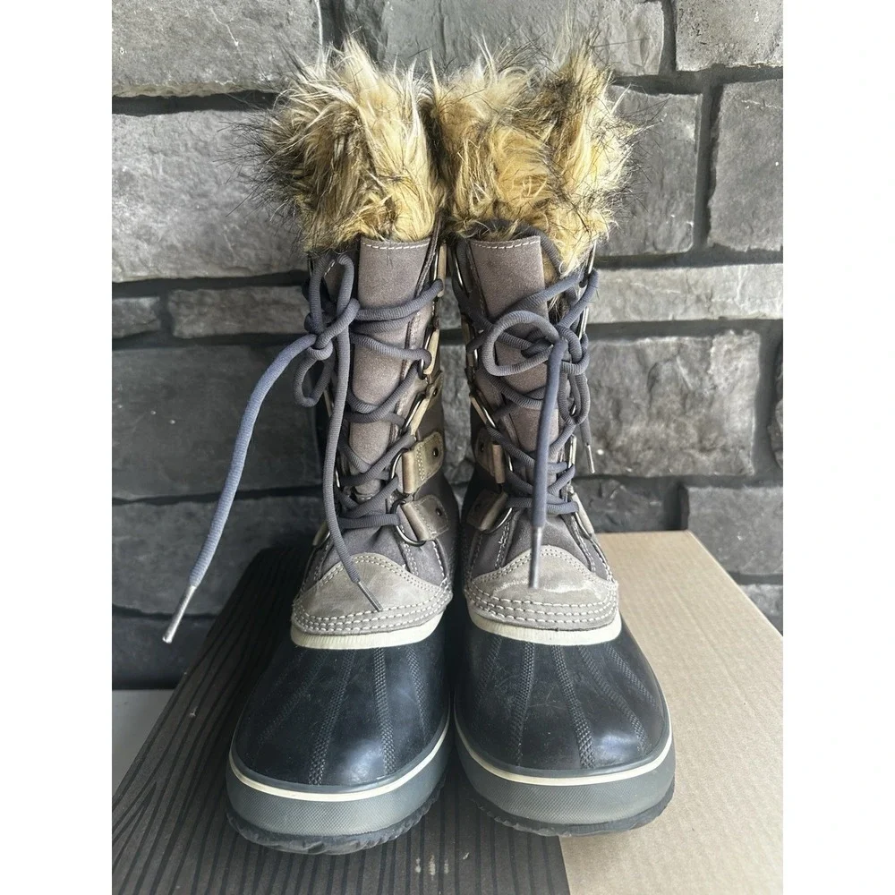 SOREL Joan Of Arctic Women's Size 10 Waterproof Winter Fur Snow Boots Shale Gray